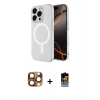 MARSİLYAN™- iPhone 16 Pro Max Kılıf Ahenk Yansıma Prime - Siyah Buffer Hayalet Cam Ekran Koruyucu + Pers Alüminyum Kamera Lens - CLTM
