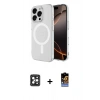 MARSİLYAN™- iPhone 16 Pro Max Kılıf Ahenk Yansıma Prime - Siyah Buffer Hayalet Cam Ekran Koruyucu + PVD Metal Kamera Lens - SH