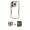 MARSİLYAN™- iPhone 16 Pro Max Kılıf Akış Çizgi Koleksiyonu - Şeffaf 360 Full Body Arka Koruyucu + Pers Alüminyum Kamera Lens - CLTM