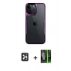 MARSİLYAN™- iPhone 16 Pro Max Kılıf Akış Çizgi Koleksiyonu - Şeffaf 360 Full Body Arka Koruyucu + PVD Metal Kamera Lens - SH
