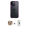 MARSİLYAN™- iPhone 16 Pro Max Kılıf Akış Çizgi Koleksiyonu - Şeffaf Pasifik Cam Ekran Koruyucu + Çöl Titanyum Pers Alüminyum Kamera Lens