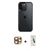 MARSİLYAN™- iPhone 16 Pro Max Kılıf Akış Çizgi Koleksiyonu - Şeffaf Pasifik Cam Ekran Koruyucu + Çöl Titanyum Pers Alüminyum Kamera Lens
