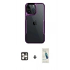 MARSİLYAN™- iPhone 16 Pro Max Kılıf Akış Çizgi Koleksiyonu - Şeffaf Pasifik Cam Ekran Koruyucu + Gold PVD Metal Kamera Lens