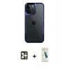 MARSİLYAN™- iPhone 16 Pro Max Kılıf Akış Çizgi Koleksiyonu - Şeffaf Pasifik Cam Ekran Koruyucu + Gold PVD Metal Kamera Lens