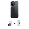 MARSİLYAN™- iPhone 16 Pro Max Kılıf Akış Çizgi Koleksiyonu - Şeffaf Pasifik Cam Ekran Koruyucu + Bilvis Titan Kamera Lens - GS