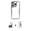 MARSİLYAN™- iPhone 16 Pro Max Kılıf Akış Çizgi Koleksiyonu - Şeffaf Pasifik Cam Ekran Koruyucu + Bilvis Titan Kamera Lens - GS
