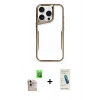 MARSİLYAN™- iPhone 16 Pro Max Kılıf Akış Çizgi Koleksiyonu - Şeffaf Pasifik Cam Ekran Koruyucu + Raze Metal Kamera Lens - NLGY