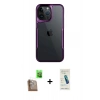 MARSİLYAN™- iPhone 16 Pro Max Kılıf Akış Çizgi Koleksiyonu - Şeffaf Pasifik Cam Ekran Koruyucu + Raze Metal Kamera Lens - CLTM