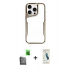 MARSİLYAN™- iPhone 16 Pro Max Kılıf Akış Çizgi Koleksiyonu - Şeffaf Pasifik Cam Ekran Koruyucu + Raze Metal Kamera Lens - SH