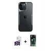 MARSİLYAN™- iPhone 16 Pro Max Kılıf Akış Çizgi Koleksiyonu - Siyah 360 Mat Full Body Arka Koruyucu + Bilvis Titan Kamera Lens - GS