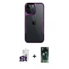 MARSİLYAN™- iPhone 16 Pro Max Kılıf Akış Çizgi Koleksiyonu - Siyah 360 Mat Full Body Arka Koruyucu + Bilvis Titan Kamera Lens - GS