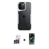 MARSİLYAN™- iPhone 16 Pro Max Kılıf Akış Çizgi Koleksiyonu - Siyah 360 Mat Full Body Arka Koruyucu + Bilvis Titan Kamera Lens - GS