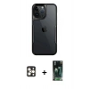 MARSİLYAN™- iPhone 16 Pro Max Kılıf Akış Çizgi Koleksiyonu - Siyah 360 Mat Full Body Arka Koruyucu + Gold PVD Metal Kamera Lens
