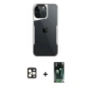 MARSİLYAN™- iPhone 16 Pro Max Kılıf Akış Çizgi Koleksiyonu - Siyah 360 Mat Full Body Arka Koruyucu + Gold PVD Metal Kamera Lens