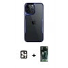 MARSİLYAN™- iPhone 16 Pro Max Kılıf Akış Çizgi Koleksiyonu - Siyah 360 Mat Full Body Arka Koruyucu + Gold PVD Metal Kamera Lens