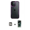 MARSİLYAN™- iPhone 16 Pro Max Kılıf Akış Çizgi Koleksiyonu - Siyah 360 Mat Full Body Arka Koruyucu + Gold PVD Metal Kamera Lens