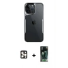MARSİLYAN™- iPhone 16 Pro Max Kılıf Akış Çizgi Koleksiyonu - Siyah 360 Mat Full Body Arka Koruyucu + Gold PVD Metal Kamera Lens