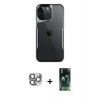 MARSİLYAN™- iPhone 16 Pro Max Kılıf Akış Çizgi Koleksiyonu - Siyah 360 Mat Full Body Arka Koruyucu + Pers Alüminyum Kamera Lens - GI