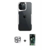 MARSİLYAN™- iPhone 16 Pro Max Kılıf Akış Çizgi Koleksiyonu - Siyah 360 Mat Full Body Arka Koruyucu + Pers Alüminyum Kamera Lens - GI