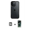 MARSİLYAN™- iPhone 16 Pro Max Kılıf Akış Çizgi Koleksiyonu - Siyah 360 Mat Full Body Arka Koruyucu + PVD Metal Kamera Lens - GS