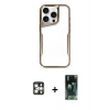 MARSİLYAN™- iPhone 16 Pro Max Kılıf Akış Çizgi Koleksiyonu - Siyah 360 Mat Full Body Arka Koruyucu + PVD Metal Kamera Lens - GS