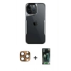 MARSİLYAN™- iPhone 16 Pro Max Kılıf Akış Çizgi Koleksiyonu - Siyah 360 Mat Full Body Arka Koruyucu + Pers Alüminyum Kamera Lens - CLTM