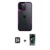 MARSİLYAN™- iPhone 16 Pro Max Kılıf Akış Çizgi Koleksiyonu - Siyah 360 Mat Full Body Arka Koruyucu + PVD Metal Kamera Lens - SH