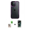 MARSİLYAN™- iPhone 16 Pro Max Kılıf Akış Çizgi Koleksiyonu - Siyah 360 Mat Full Body Arka Koruyucu + Raze Metal Kamera Lens - NLGY