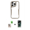 MARSİLYAN™- iPhone 16 Pro Max Kılıf Akış Çizgi Koleksiyonu - Siyah 360 Mat Full Body Arka Koruyucu + Raze Metal Kamera Lens - NLGY