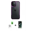 MARSİLYAN™- iPhone 16 Pro Max Kılıf Akış Çizgi Koleksiyonu - Siyah 360 Mat Full Body Arka Koruyucu + Raze Metal Kamera Lens - BZ