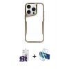 MARSİLYAN™- iPhone 16 Pro Max Kılıf Akış Çizgi Koleksiyonu - Siyah 3D Antistatik Cam Ekran Koruyucu + Bilvis Titan Kamera Lens - SH
