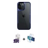 MARSİLYAN™- iPhone 16 Pro Max Kılıf Akış Çizgi Koleksiyonu - Siyah 3D Antistatik Cam Ekran Koruyucu + Bilvis Titan Kamera Lens - SH