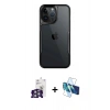 MARSİLYAN™- iPhone 16 Pro Max Kılıf Akış Çizgi Koleksiyonu - Siyah 3D Antistatik Cam Ekran Koruyucu + Bilvis Titan Kamera Lens - GS