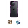 MARSİLYAN™- iPhone 16 Pro Max Kılıf Akış Çizgi Koleksiyonu - Siyah 3D Antistatik Cam Ekran Koruyucu + Pers Alüminyum Kamera Lens - CLTM