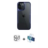 MARSİLYAN™- iPhone 16 Pro Max Kılıf Akış Çizgi Koleksiyonu - Siyah 3D Antistatik Cam Ekran Koruyucu + Pers Alüminyum Kamera Lens - GS