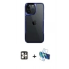 MARSİLYAN™- iPhone 16 Pro Max Kılıf Akış Çizgi Koleksiyonu - Siyah 3D Antistatik Cam Ekran Koruyucu + PVD Metal Kamera Lens - GD