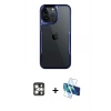 MARSİLYAN™- iPhone 16 Pro Max Kılıf Akış Çizgi Koleksiyonu - Siyah 3D Antistatik Cam Ekran Koruyucu + PVD Metal Kamera Lens - GS
