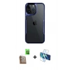 MARSİLYAN™- iPhone 16 Pro Max Kılıf Akış Çizgi Koleksiyonu - Siyah 3D Antistatik Cam Ekran Koruyucu + Raze Metal Kamera Lens - CLTM