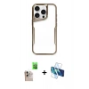 MARSİLYAN™- iPhone 16 Pro Max Kılıf Akış Çizgi Koleksiyonu - Siyah 3D Antistatik Cam Ekran Koruyucu + Raze Metal Kamera Lens - NLGY