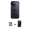 MARSİLYAN™- iPhone 16 Pro Max Kılıf Akış Çizgi Koleksiyonu - Siyah 3D Antistatik Hayalet Cam Ekran Koruyucu + PVD Metal Kamera Lens - GS