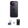 MARSİLYAN™- iPhone 16 Pro Max Kılıf Akış Çizgi Koleksiyonu - Siyah 3D Antistatik Hayalet Cam Ekran Koruyucu + Bilvis Titan Kamera Lens - SH