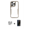 MARSİLYAN™- iPhone 16 Pro Max Kılıf Akış Çizgi Koleksiyonu - Siyah 3D Antistatik Hayalet Cam Ekran Koruyucu + Pers Alüminyum Kamera Lens - GS