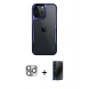MARSİLYAN™- iPhone 16 Pro Max Kılıf Akış Çizgi Koleksiyonu - Siyah 3D Antistatik Hayalet Cam Ekran Koruyucu + Pers Alüminyum Kamera Lens - GI