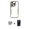 MARSİLYAN™- iPhone 16 Pro Max Kılıf Akış Çizgi Koleksiyonu - Siyah 3D Antistatik Hayalet Cam Ekran Koruyucu + Pers Alüminyum Kamera Lens - GI