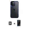 MARSİLYAN™- iPhone 16 Pro Max Kılıf Akış Çizgi Koleksiyonu - Siyah 3D Antistatik Hayalet Cam Ekran Koruyucu + PVD Metal Kamera Lens - SH