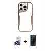 MARSİLYAN™- iPhone 16 Pro Max Kılıf Akış Çizgi Koleksiyonu - Siyah 3D Antistatik Hayalet Cam Ekran Koruyucu + Bilvis Titan Kamera Lens - GS