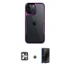 MARSİLYAN™- iPhone 16 Pro Max Kılıf Akış Çizgi Koleksiyonu - Siyah 3D Antistatik Hayalet Cam Ekran Koruyucu + PVD Metal Kamera Lens - GS
