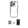 MARSİLYAN™- iPhone 16 Pro Max Kılıf Akış Çizgi Koleksiyonu - Siyah 3D Antistatik Hayalet Cam Ekran Koruyucu + PVD Metal Kamera Lens - GD