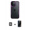 MARSİLYAN™- iPhone 16 Pro Max Kılıf Akış Çizgi Koleksiyonu - Siyah 3D Antistatik Hayalet Cam Ekran Koruyucu + PVD Metal Kamera Lens - SH