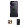 MARSİLYAN™- iPhone 16 Pro Max Kılıf Akış Çizgi Koleksiyonu - Siyah 3D Antistatik Hayalet Cam Ekran Koruyucu + Pers Alüminyum Kamera Lens - CLTM